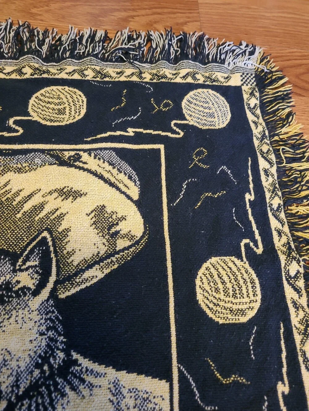 Cat Pattern Accent Throw Pillow Cover - Navy and Cream